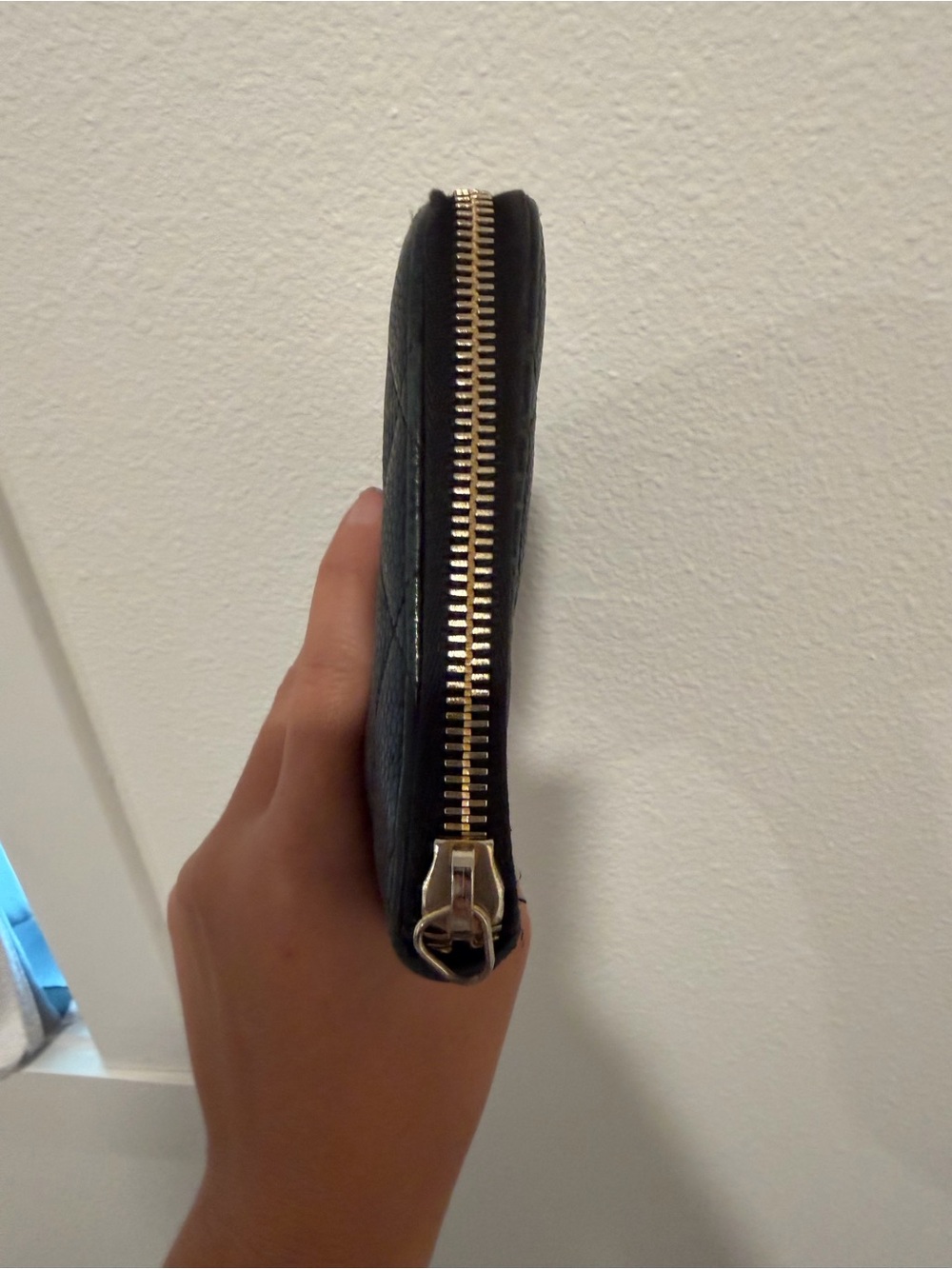 CHANEL Black Quilted Zip Wallet with Gold CC Emblem - Picture 2 of 8